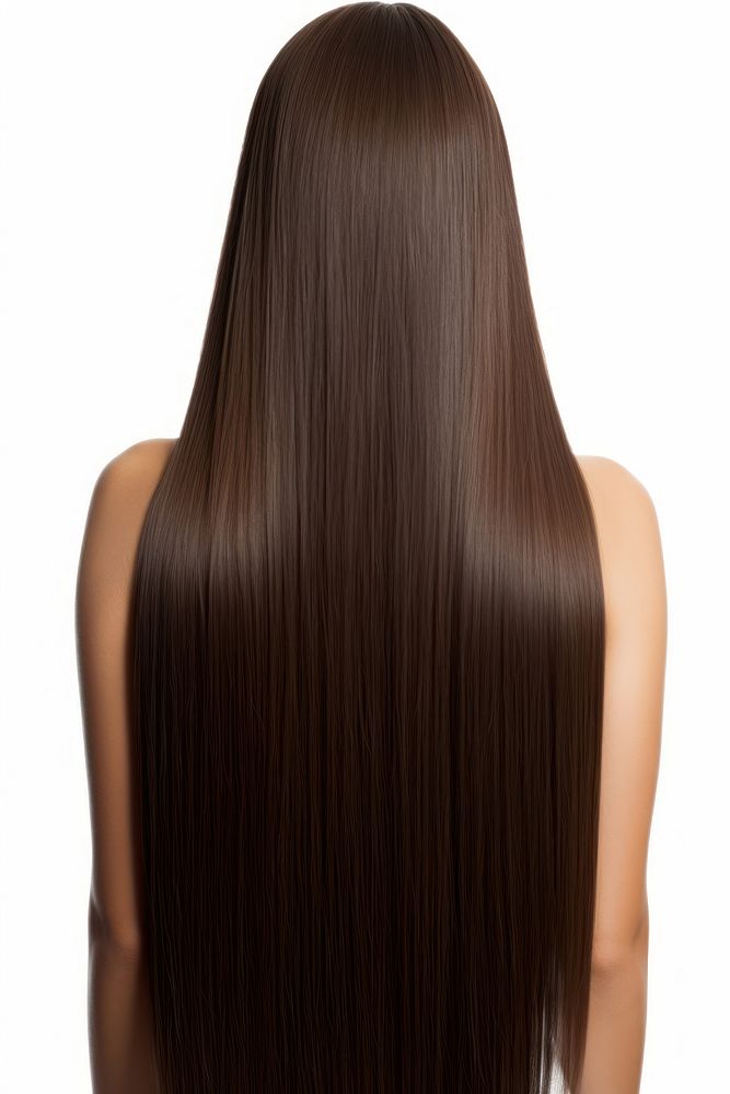 Long healthy straight brown hair adult back white background. AI generated Image by rawpixel.