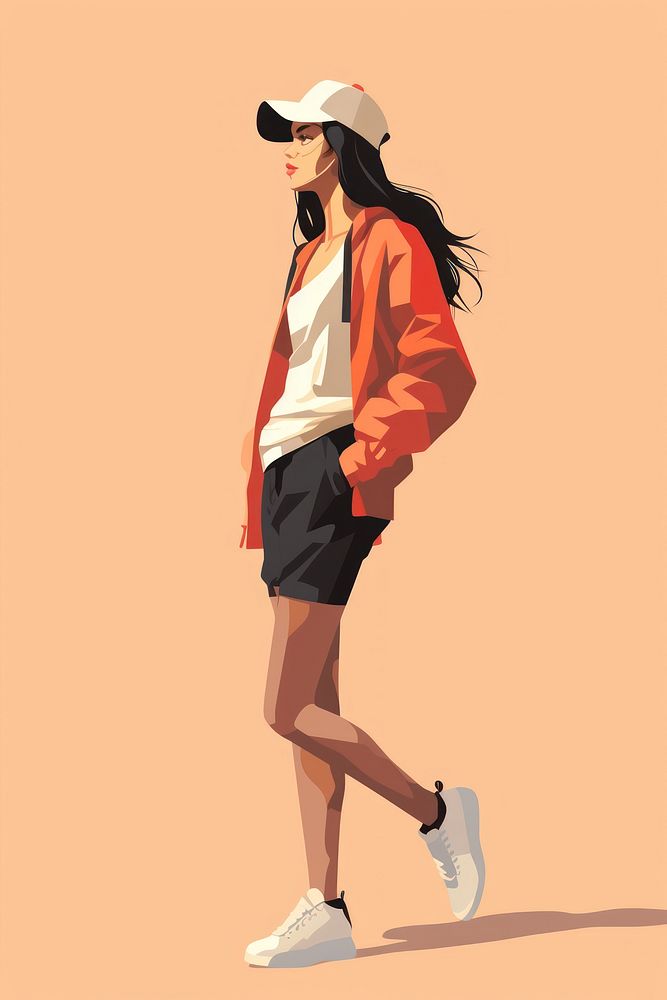 Woman wearing sportwear footwear walking shorts. AI generated Image by rawpixel.