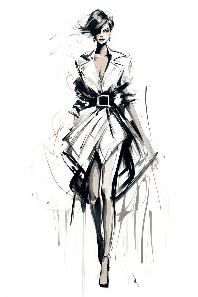 Fashion model sketch hand drawn fashion drawing adult. AI generated Image by rawpixel.