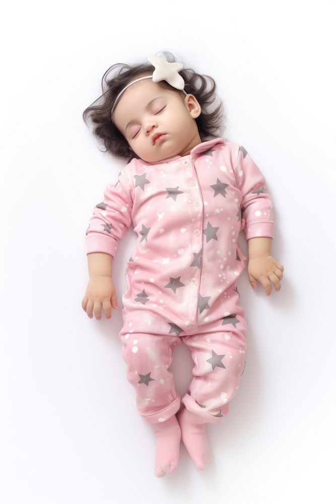 Sleeping american baby toy white background. AI generated Image by rawpixel.