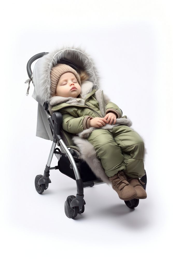 Baby sleeping stroller baby portrait photo. AI generated Image by rawpixel.