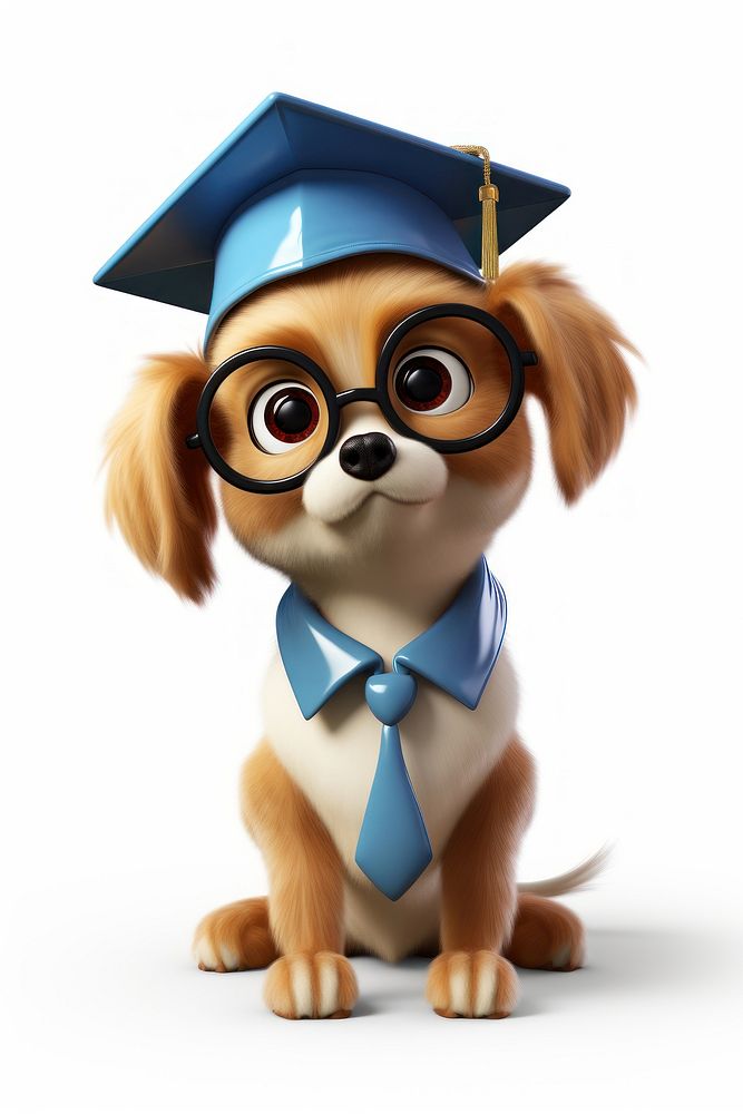 Dog wearing graduate cap cartoon cute representation. AI generated Image by rawpixel.