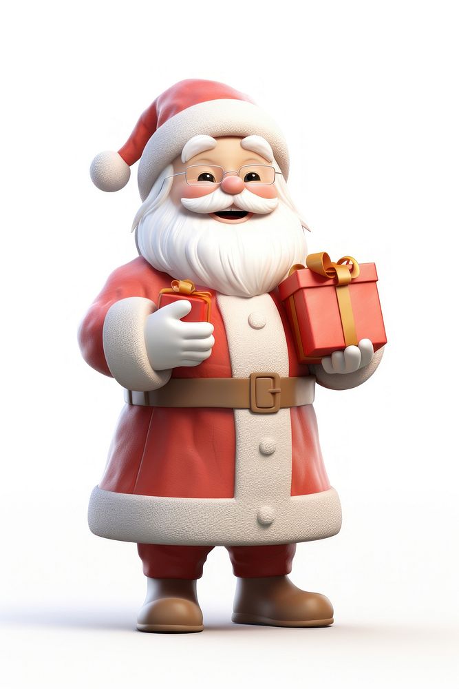 Santa claus figurine cartoon white background. AI generated Image by rawpixel.