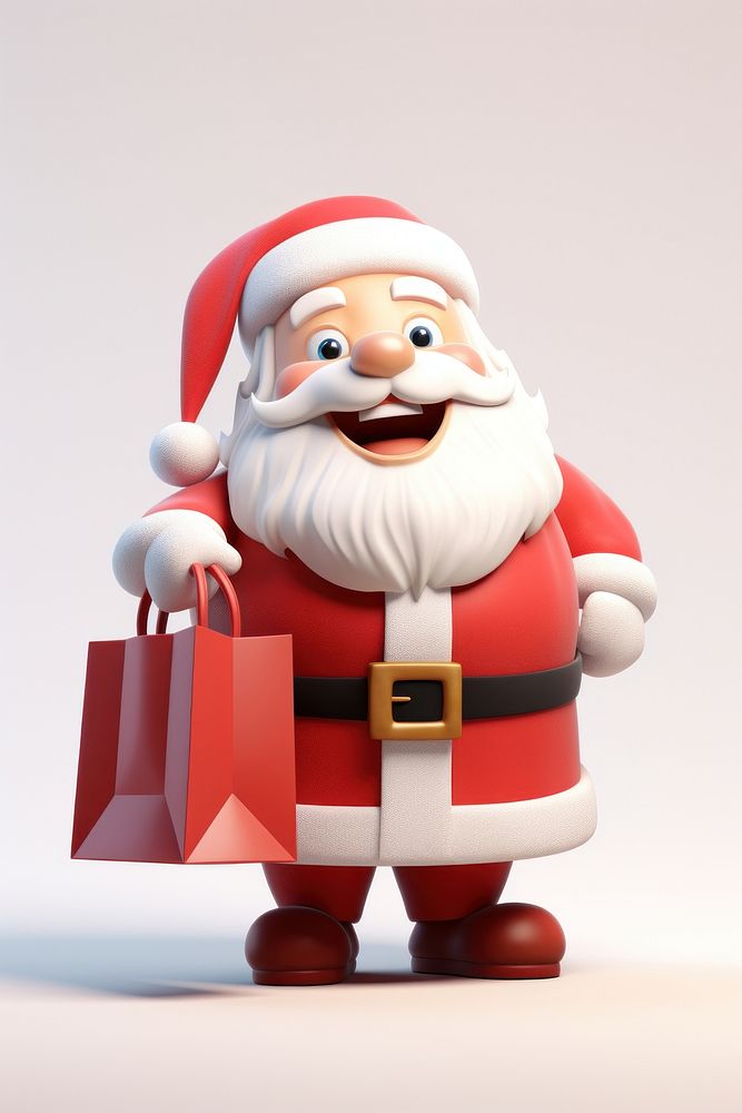 Santa claus hand a shopping bag cartoon representation celebration. 