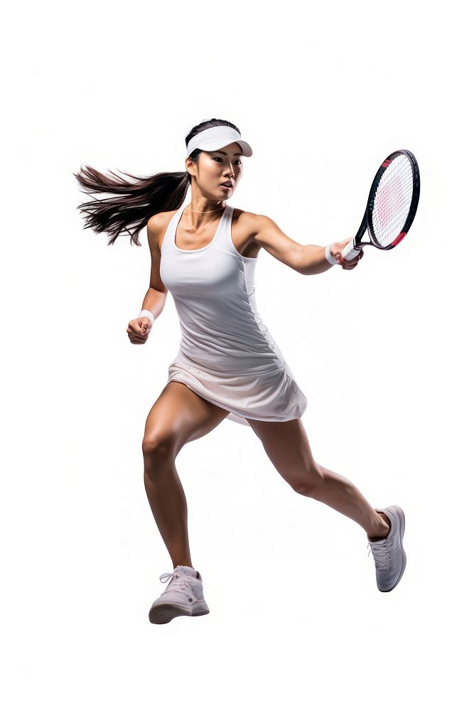 Asian woman playing tennis player footwear sports racket. AI generated Image by rawpixel.