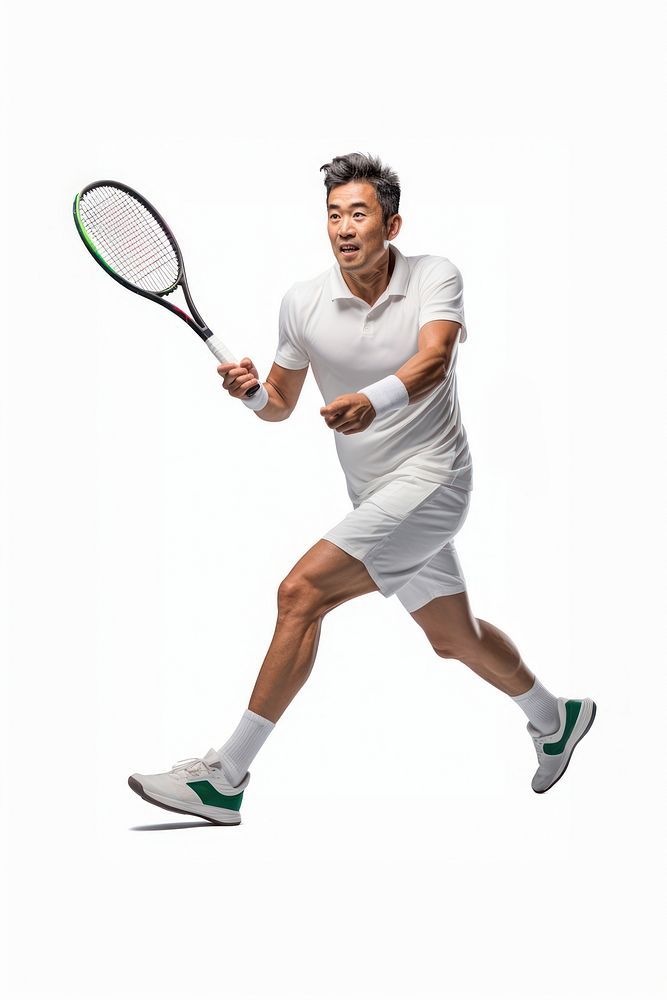 Asian man playing tennis player sports racket adult. AI generated Image by rawpixel.