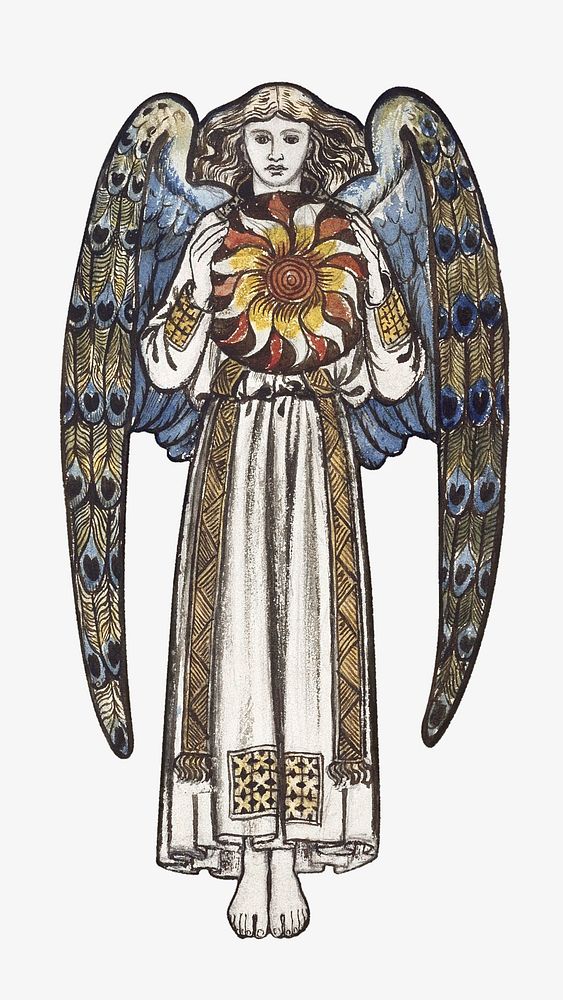 William Morris' Day- Angel Holding a Sun, vintage illustration. Remixed by rawpixel.