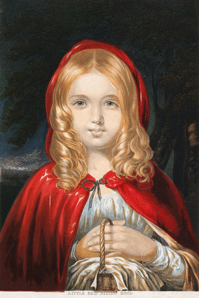 Little Red Riding Hood (1856), vintage illustration by George Baxter. Original public domain image from Yale Center for…