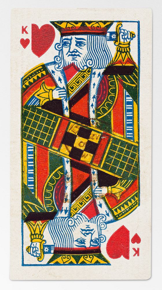 King of Hearts (red), from the Playing Cards series (N84) for Duke brand cigarettes (1888), vintage illustration by W. Duke…