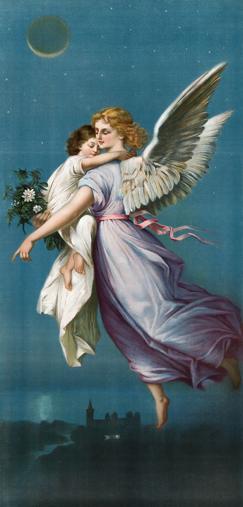 The Angel of Peace (1901), vintage angel illustration by B. T. Babbitt. Original public domain image from the Library of…