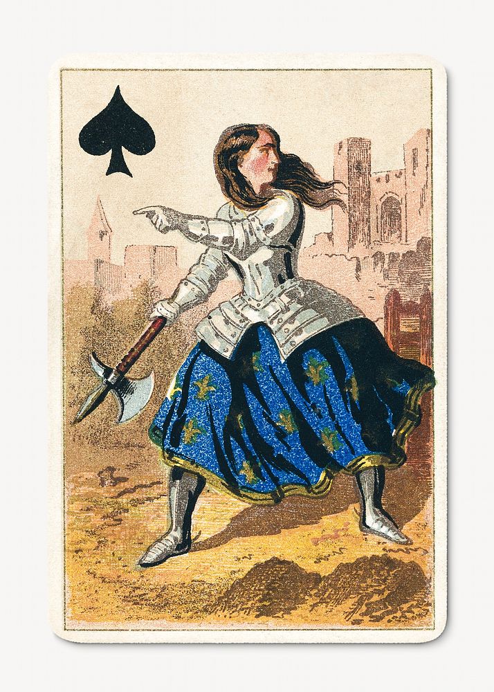 Queen of Spades (19th century), vintage card illustration by E. Le Tellier. Original public domain image from The…