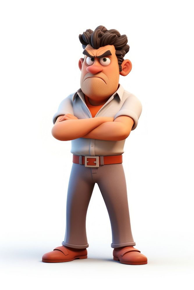 Angry man cartoon figurine white background. AI generated Image by rawpixel.