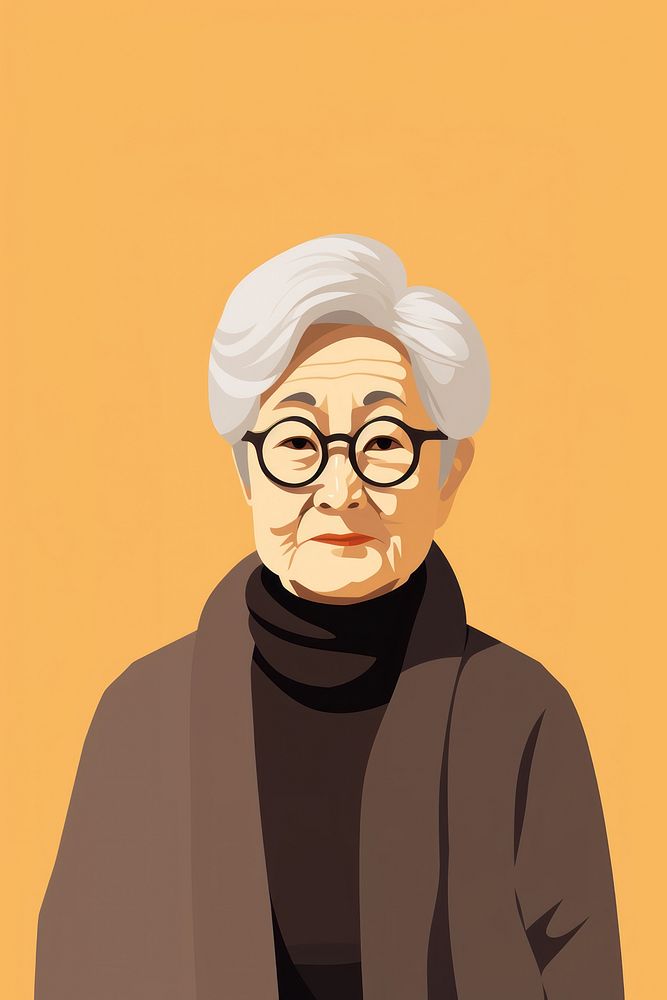 Asian grandmother portrait glasses adult. AI generated Image by rawpixel.