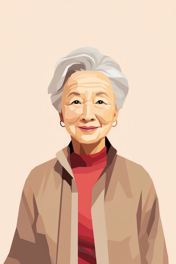 Asian grandmother portrait sketch photography. AI generated Image by rawpixel.