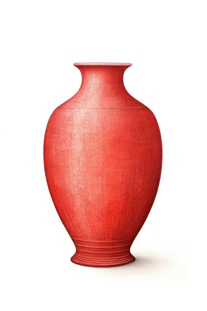 Vase pottery red white background. AI generated Image by rawpixel.