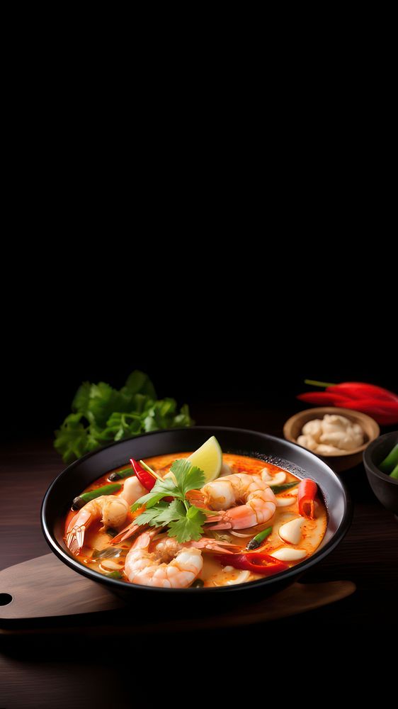 Tom yum kung food meal meat. AI generated Image by rawpixel.