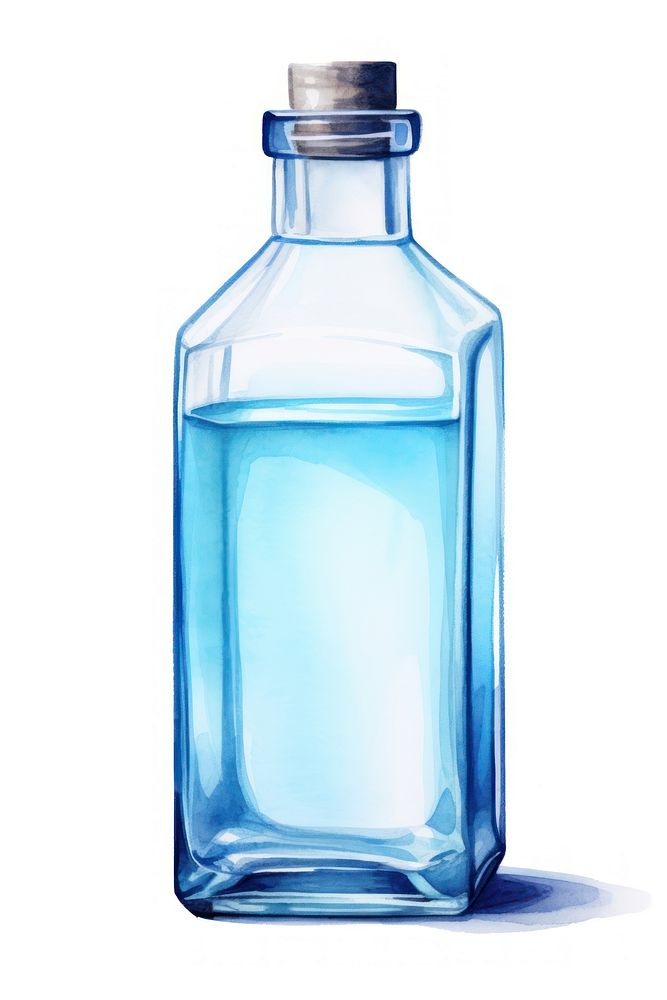 Blue Ethyl Alcohol bottle glass blue. AI generated Image by rawpixel.