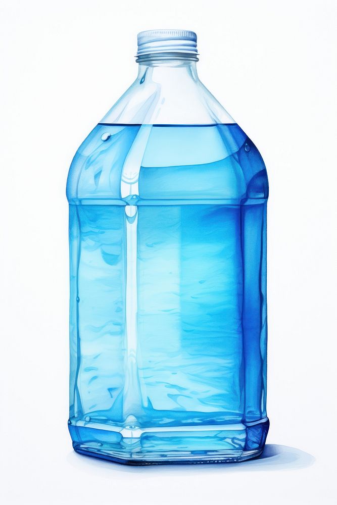 Blue Ethyl Alcohol bottle blue white background. AI generated Image by rawpixel.