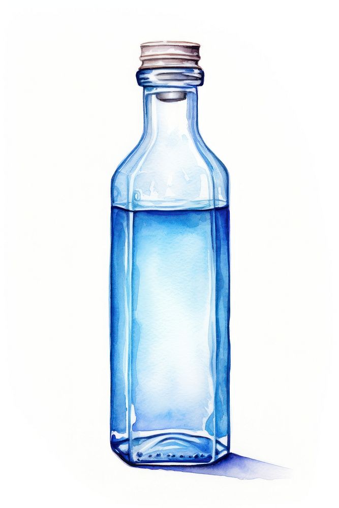Blue Ethyl Alcohol bottle glass blue. AI generated Image by rawpixel.