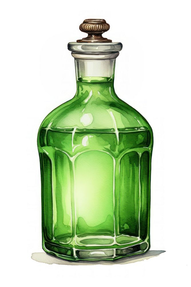Bottle glass green white background. AI generated Image by rawpixel.