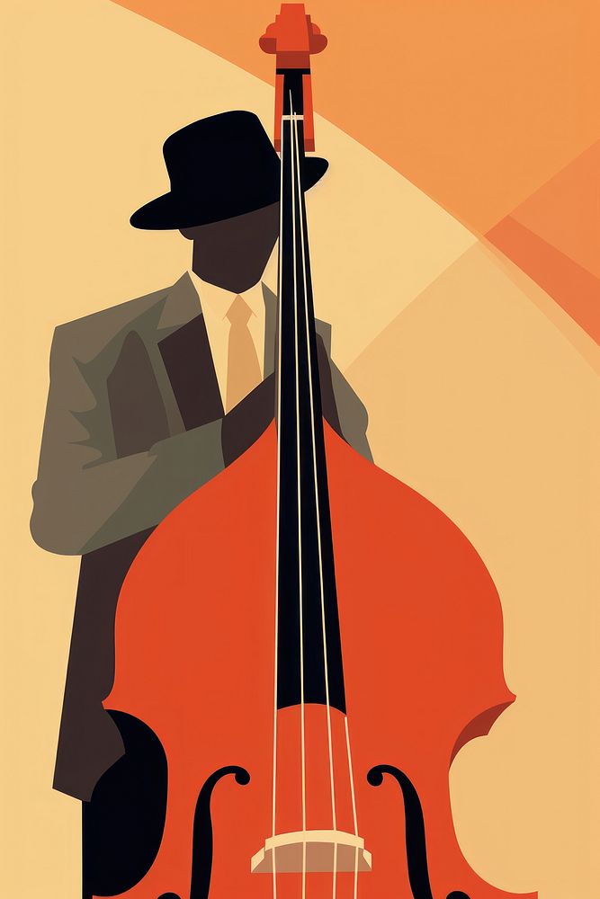 Double bass player cello performance silhouette. AI generated Image by rawpixel.