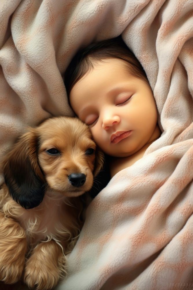 Dachshund Newborn blanket puppy. AI generated Image by rawpixel.