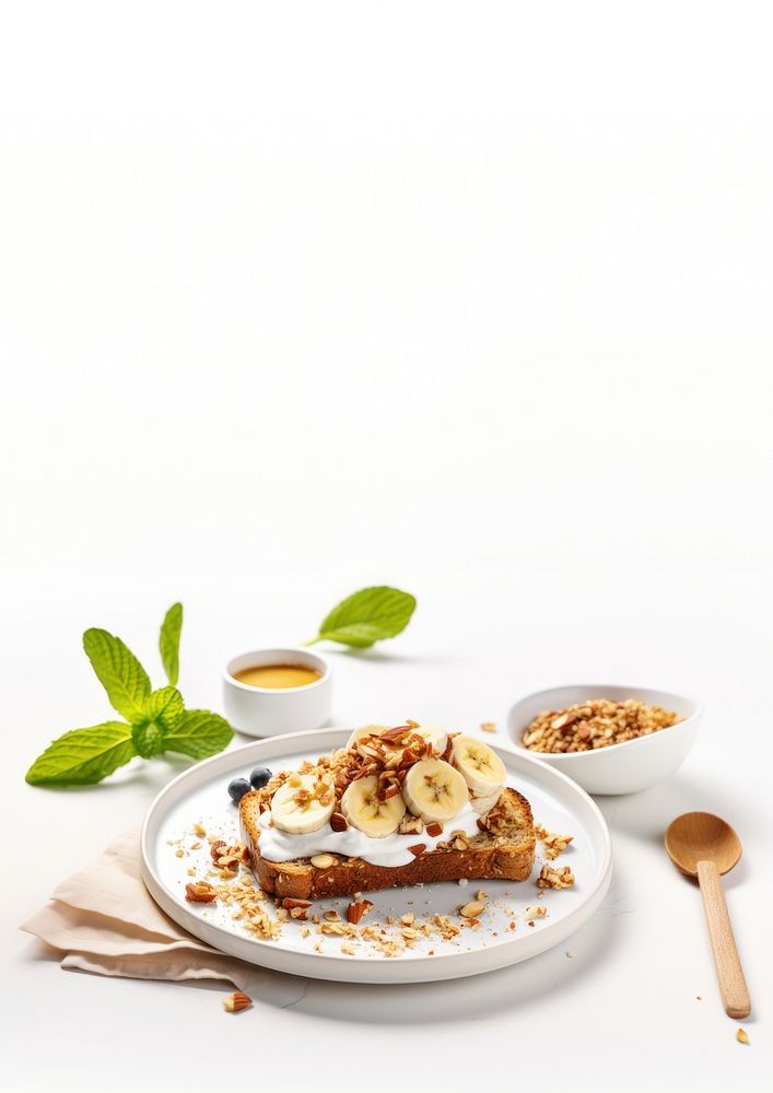 Bananaenbrot granola rezept dessert food breakfast. AI generated Image by rawpixel.