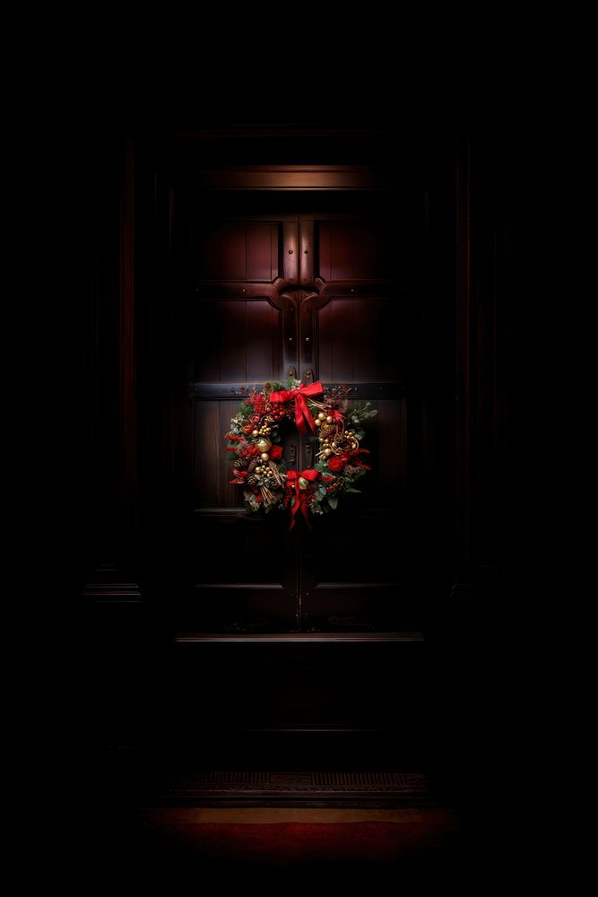 Christmas wreath plant architecture illuminated. AI generated Image by rawpixel.