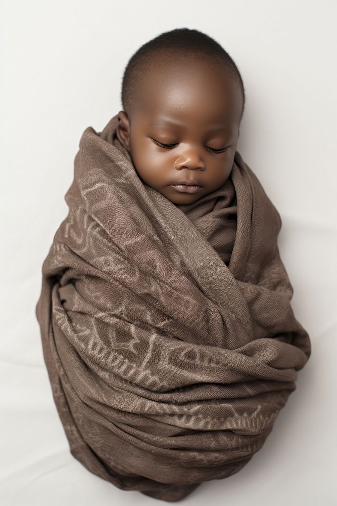 African baby sleeping portrait photo white background. AI generated Image by rawpixel.