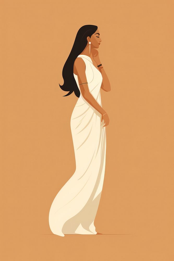 Minimalist indian woman fashion drawing sketch. AI generated Image by rawpixel.