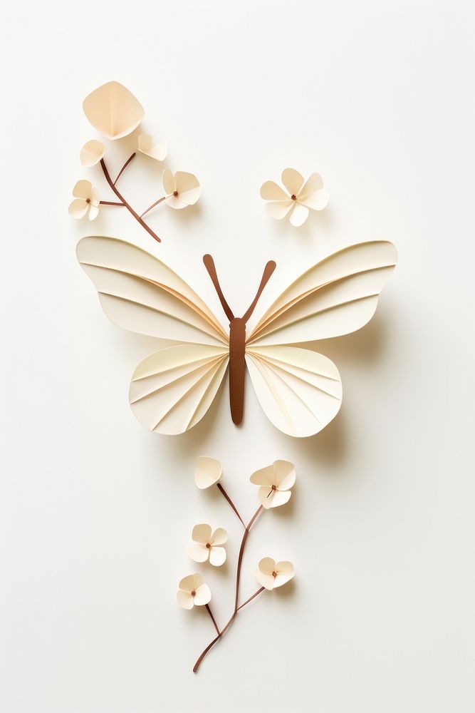 Paper butterfly flower white. AI generated Image by rawpixel.