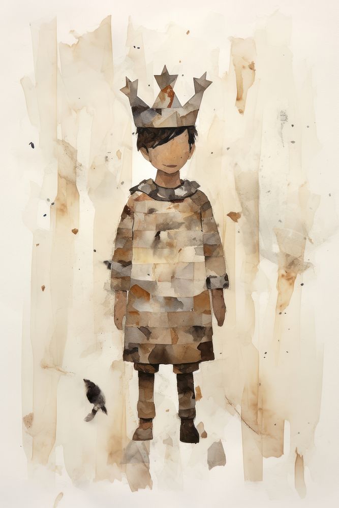 King wearing crown painting child art. AI generated Image by rawpixel.