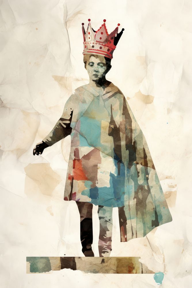 Adult king wearing crown portrait painting art. AI generated Image by rawpixel.