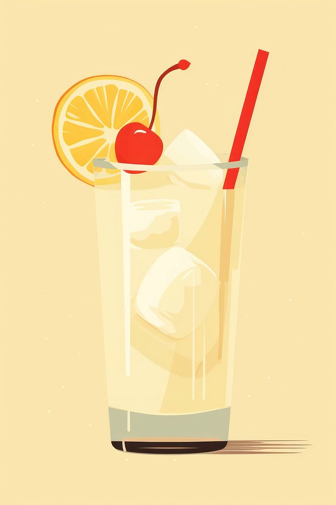 Tom collins cocktail drink fruit food. AI generated Image by rawpixel.