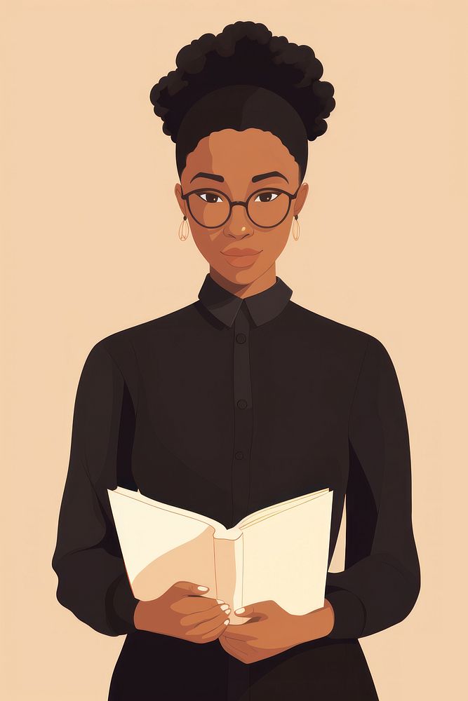 Black female teacher holding a book publication portrait. AI generated Image by rawpixel.
