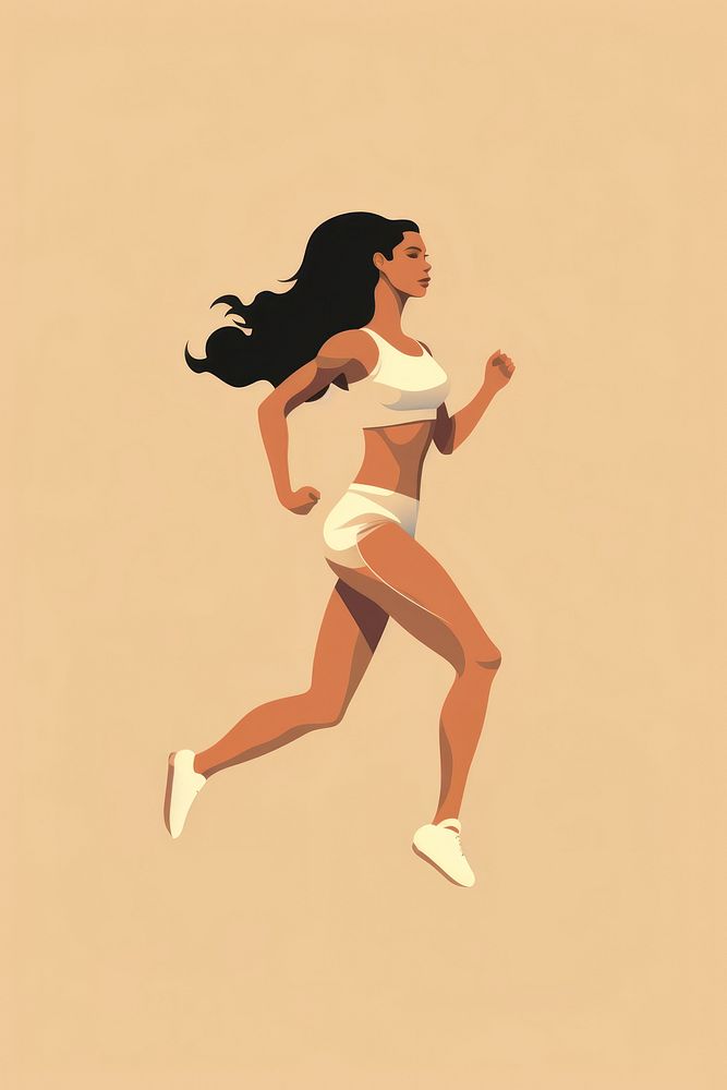 A woman jogging adult determination illustrated. AI generated Image by rawpixel.