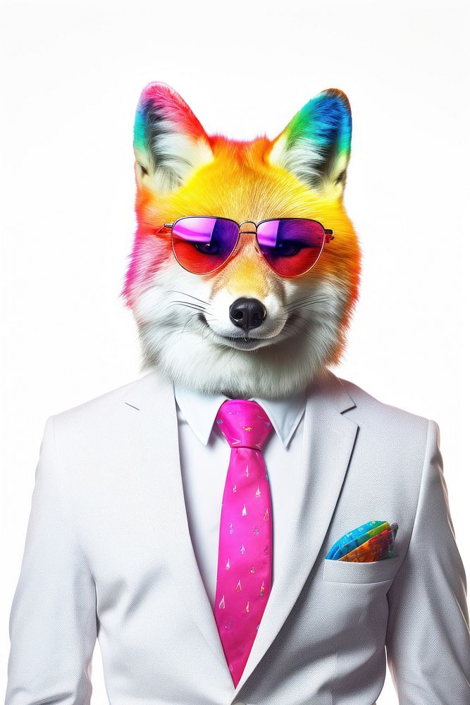 Necktie fox glasses mammal. AI generated Image by rawpixel.