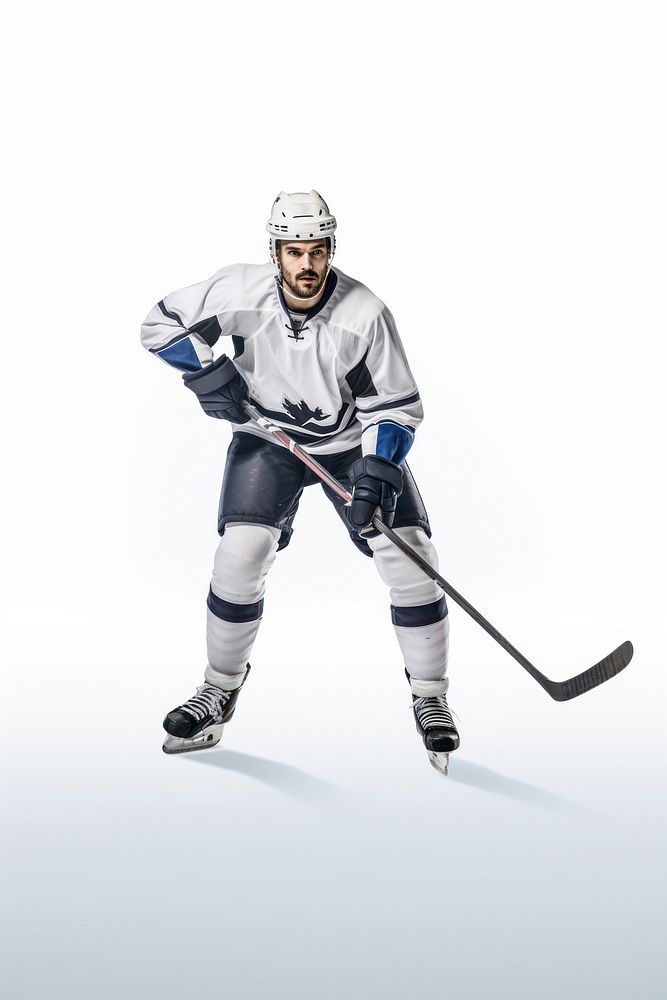 Wearing ice hockey uniform man playing ice hockey footwear sports. AI generated Image by rawpixel.