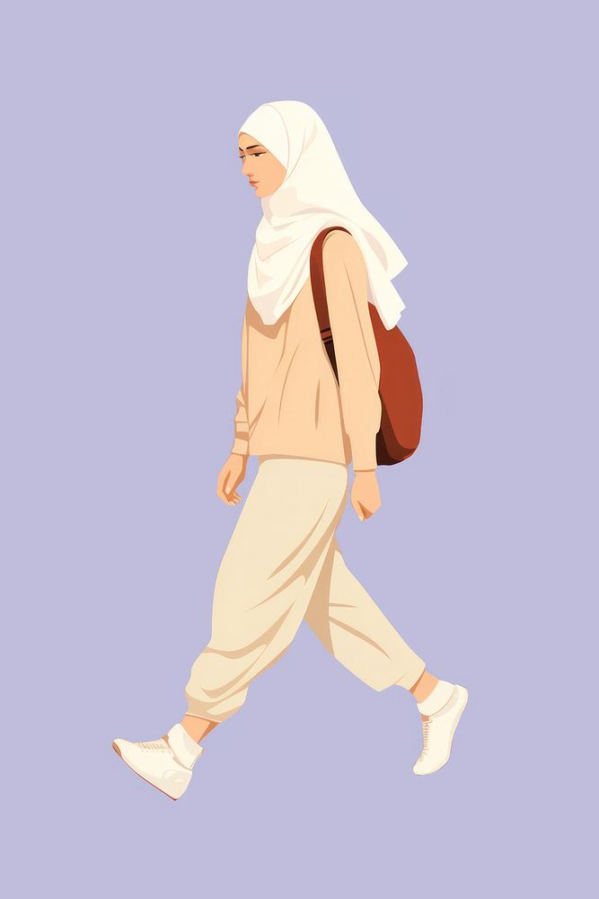 Muslim walking hijab architecture. AI generated Image by rawpixel.