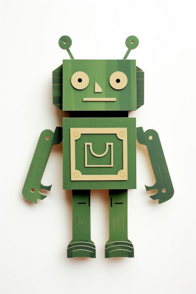 Green robot white background anthropomorphic representation. AI generated Image by rawpixel.