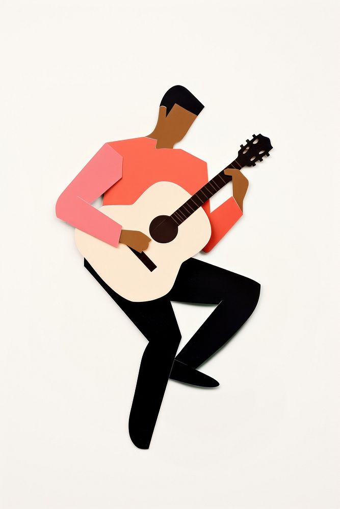 Man playing guitar musician white background performance. AI generated Image by rawpixel.