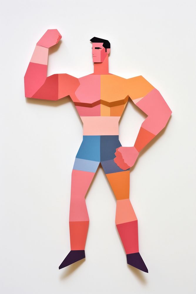 Strong man painting paper art. AI generated Image by rawpixel.