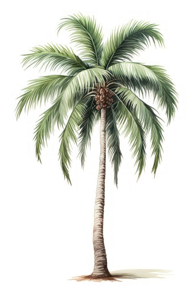 Palm tree drawing plant white background. AI generated Image by rawpixel.