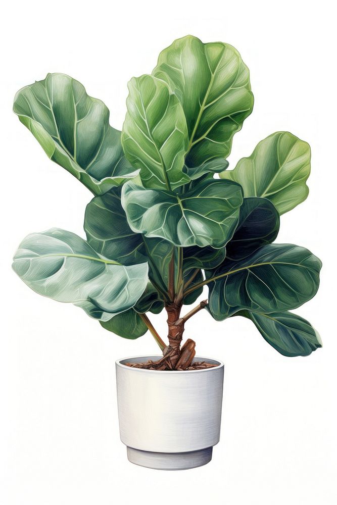 Fiddle-leaf fig houseplant bonsai tree. AI generated Image by rawpixel.