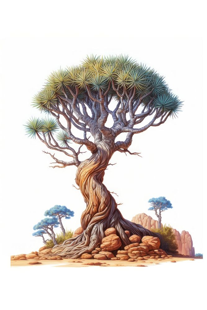 Madagascar Dragon Tree drawing tree sketch. AI generated Image by rawpixel.