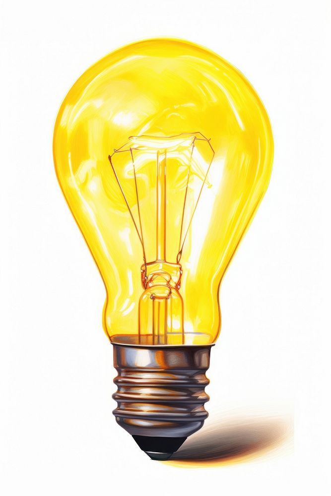 Yellow lightblub lightbulb electricity illuminated. AI generated Image by rawpixel.