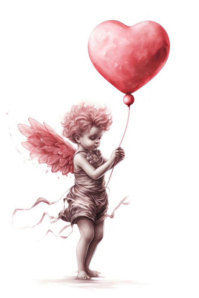 Cupid balloon drawing sketch. AI generated Image by rawpixel.