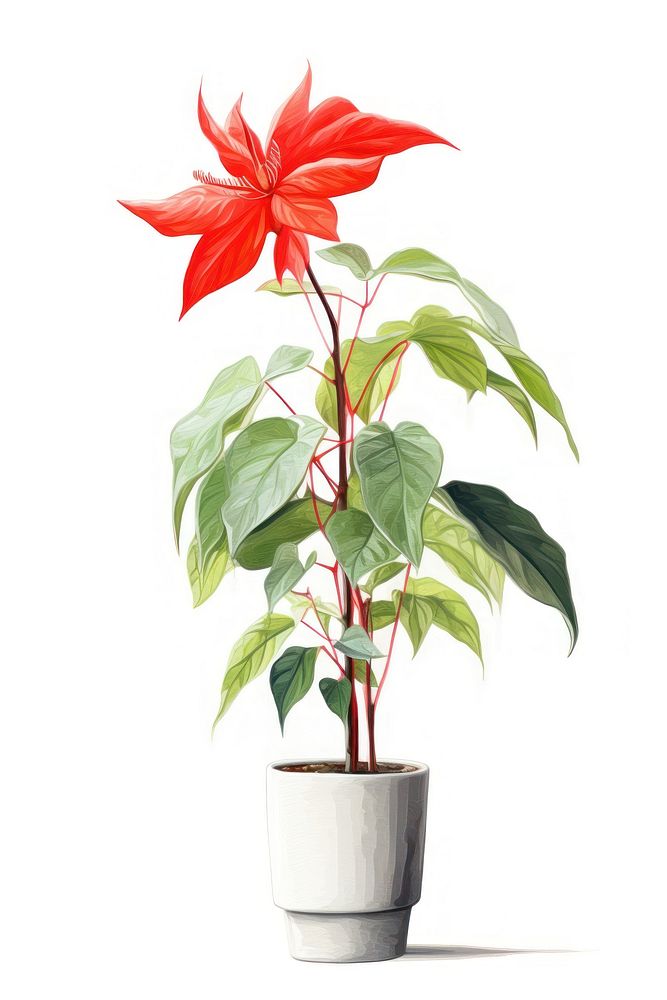 Indoor plant flower leaf red. AI generated Image by rawpixel.