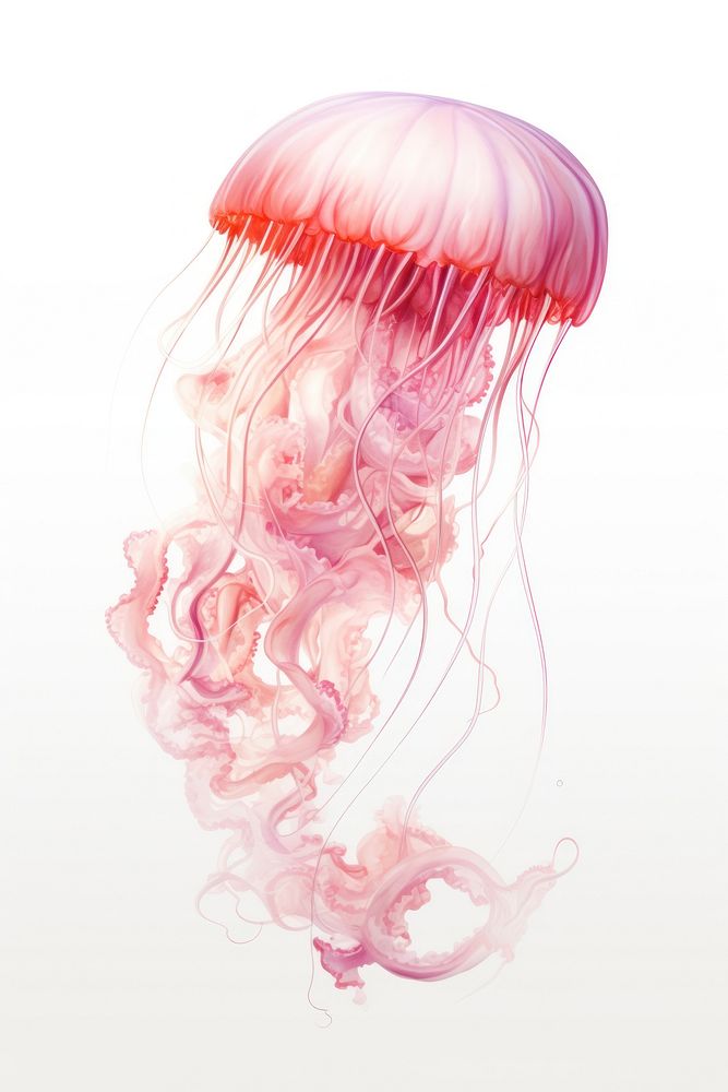 Pink jellyfish drawing sketch invertebrate. AI generated Image by rawpixel.
