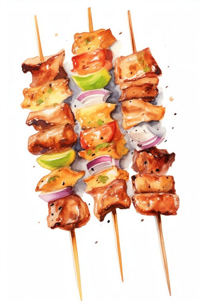 BBQ skewers grilling food meat. AI generated Image by rawpixel.